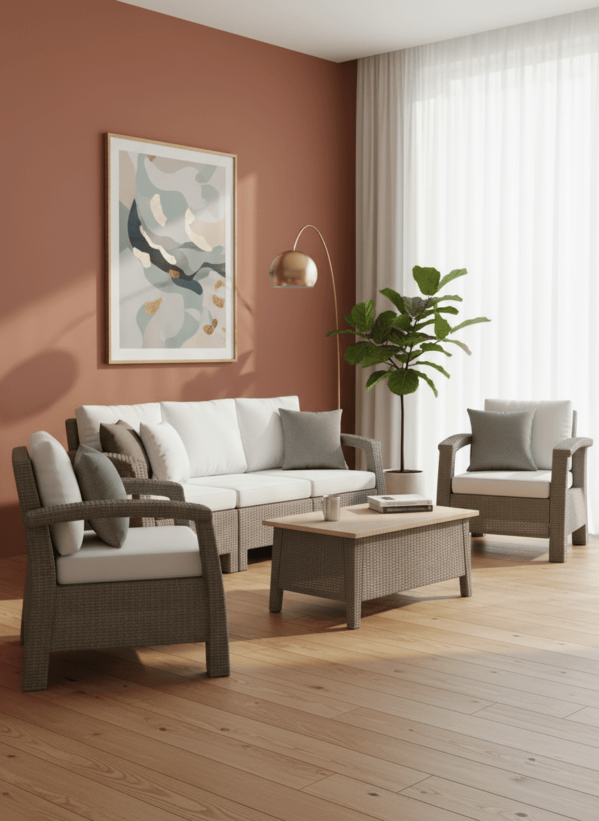 Srikamal Patio Sofa in a sunlit living room